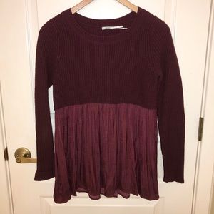 Kimchi Blue Babydoll Knit & Satin Sweater